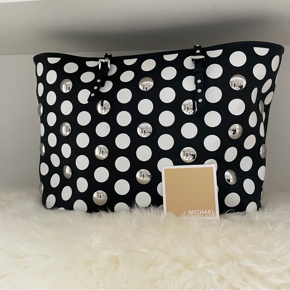 Michael Kors Black and White Studded Tote